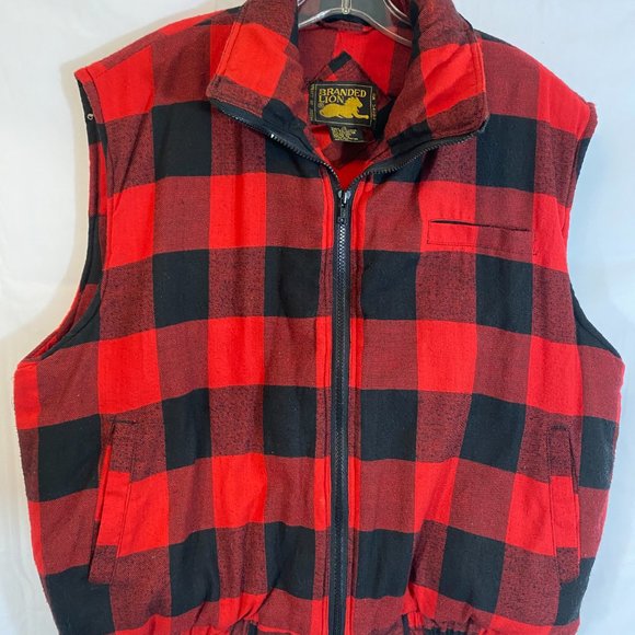 Branded Lion Black & Red Plaid Quilted Zip Front Vest NWOT Women's Size XL - Picture 14 of 14